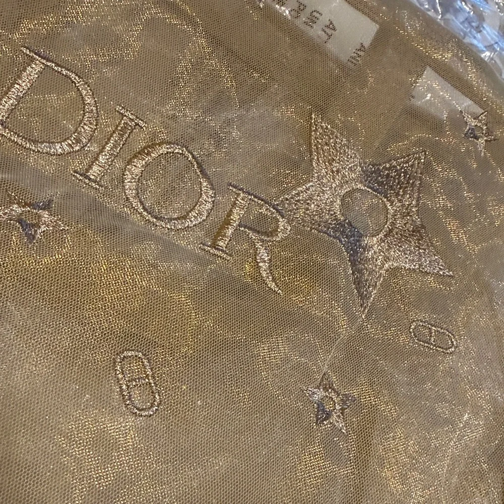 Dior Metallic Gold Star Mesh Tote - Picture 13 of 13